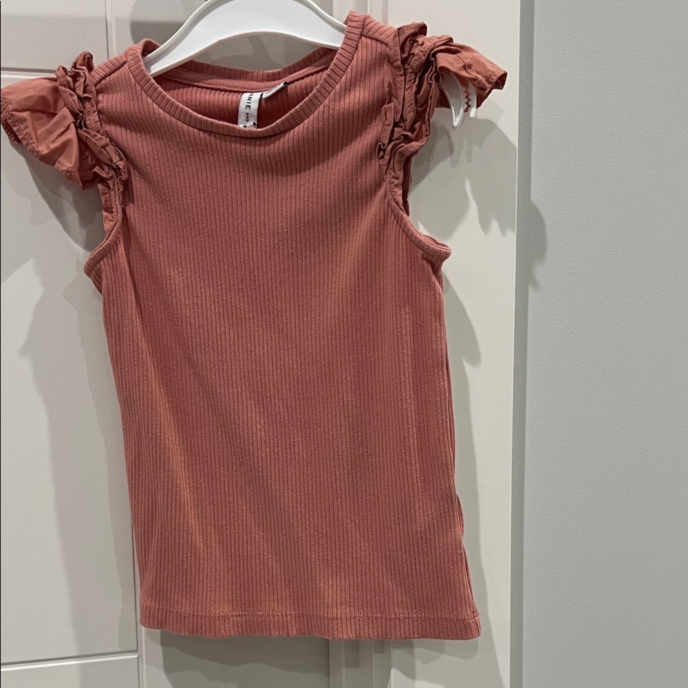 Janie & Jack ribbed ruffle sleeve top, size 5